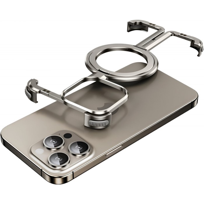 Husa magsafe metalica compatibila cu iphone 15 pro max, flippy, clear case, aliaj de aluminiu, cu magnet, fara rama, antisoc, antizgariere, incarcare