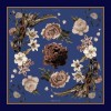 Batic mătase naturală Secret Garden Special Plus, 90x90 cm, floral, albastru - Made in Italy
