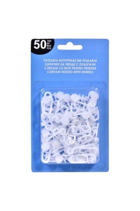Set 50 c&acirc;rlige pentru perdele, albe