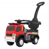 Masinuta electrica camion cu maner 3 in 1 Kinderauto FireTruck 30W 6V, scaun tapitat, music player