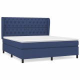 Cumpara ieftin Pat continental cu saltea, albastru, 160x200cm, material textil