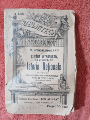 Cuvant introductiv la cursul de istorie nationala - M. Kogalniceanu foto