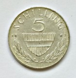 AUSTRIA 5 SCHILLING 1962 ARGINT XF