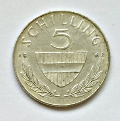 AUSTRIA 5 SCHILLING 1962 ARGINT XF foto
