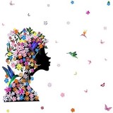 Sticker Decorativ Autocolant, Silueta Africana cu Flori si Pasari Colibri, Design Premium, 60 x 46 cm, Multicolor, Floral Multicolor 46 cm 60 cm 46 cm