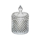 Bomboniera din sticla transparenta, Model romburi, 10x19 cm, ATU-081880, Oem