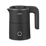 Fierbator electric Floria ZLN1733, Capacitate 500ml, Putere 1000W, Pereti dublii, Inox, Negru