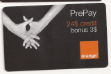 Cartela Telefonica Romania - Orange 24+3 Dolari, Carton Plasticat - De Colectie