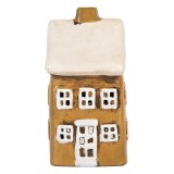 Cumpara ieftin Candela Craciun Casuta ceramica maro alba 8x7x15 cm