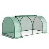 Sera Tunel Outsunny din Otel si cu Capac din PVC, 200x100x80 cm, Transparent si Verde | Aosom Romania