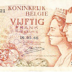 M1 - Bancnota foarte veche - Belgia - 50 franci - 1966