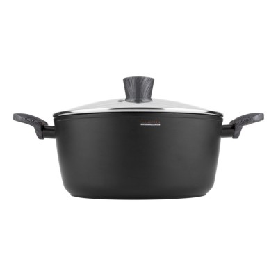 Oala din aluminiu cu invelis din marmura, cu capac din sticla, 20cm, 2.5l, Bono, Florina foto
