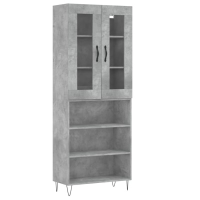Dulap inalt, gri beton, 69,5x34x180, lemn compozit foto