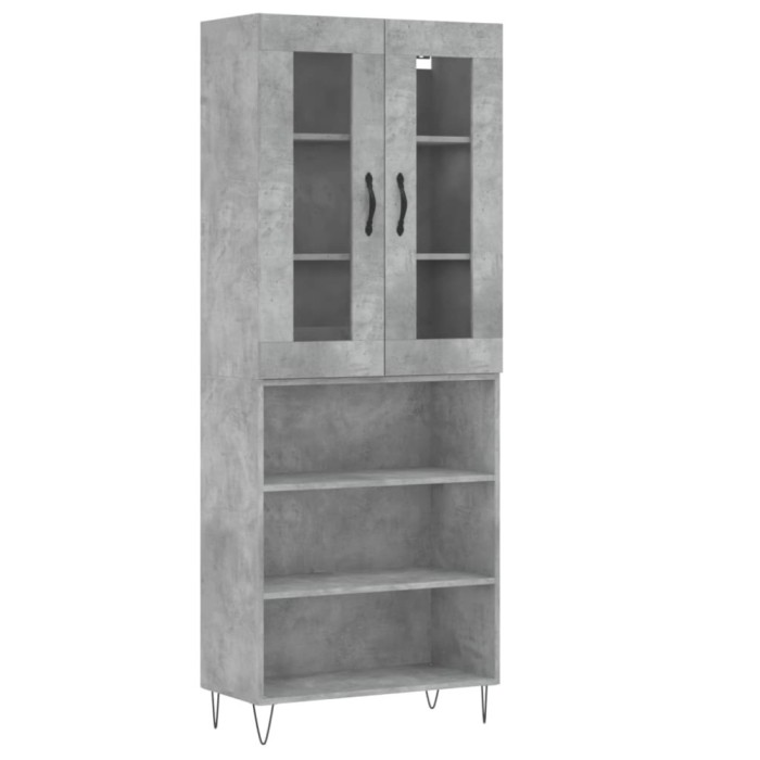 Dulap inalt, gri beton, 69,5x34x180, lemn compozit