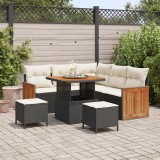 Set canapea grădină vidaXL 8 piese cu perne Negru Poli Ratan Acacia