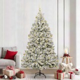 VidaXL Brad de Crăciun artificial Verde și alb 210 cm PVC și Metal 3395761