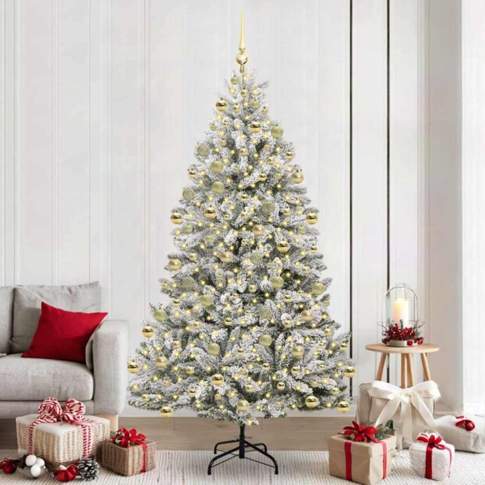 vidaXL Brad de Crăciun artificial Verde și alb 210 cm PVC și Metal 3395761