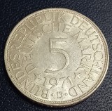 (A135) MONEDA DIN ARGINT GERMANIA - 5 MARK 1971, LIT. D, 11,2 GRAME. PURITATE 625