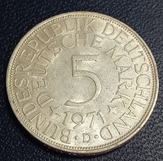 (A135) MONEDA DIN ARGINT GERMANIA - 5 MARK 1971, LIT. D, 11,2 GRAME. PURITATE 625