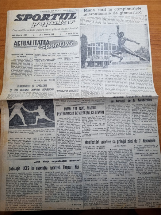 sportul popular 7 noiembrie 1963-fotbal,baschet,atletism,popice,lupte