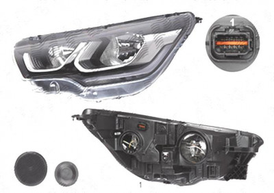 Far Citroen C4 (B7), 04.2014-; Ds4, 07.2014-, fata, Stanga, cu LED daytime running light; H7+H7; electric; cu motor; foto