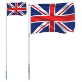 Steag Marea Britanie si stalp din aluminiu, 5,55 m