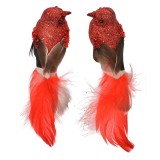 Set 2 ornamente brad Craciun pasari rosii 16x5x5 cm