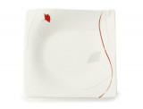 Farfurie pentru desert Passion, Maxwell &amp;amp; Williams, 18 x 18 cm, portelan, alb/rosu