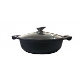 Cratita cu Capac din Sticla RoyaltyLine Switzerland 28 cm , 5.25 L , Aluminiu / Interior Marmorat