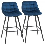HOMCOM Set 2 Scaune &Icirc;nalte &icirc;n Stil Nordic cu Spătar și Suport pentru Picioare, 45x47x88 cm, Albastru | Aosom Romania