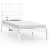 Cumpara ieftin Cadru de pat fara saltea, alb, 75x190 cm, lemn masiv de pin