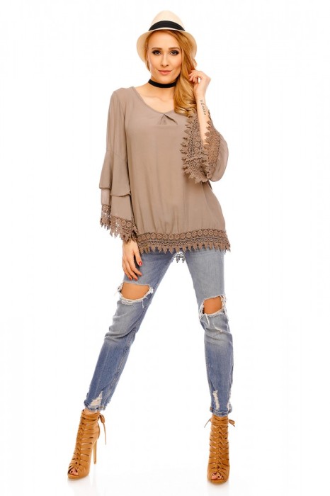 X564-8 Bluza eleganta accesorizata cu ciucuri