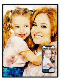 Tablou personalizat cu rama, poza Mama Fiica, in stil acuarela, Intaglio, color, print pe hartie foto Fine Art