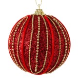 Ornament de Crăciun din spumă roșie cu glitter și detalii aurii, CMCLASS