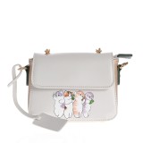 Geanta casual bej din piele ecologica cu design animat