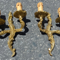 Pereche de aplice vechi bronz Dore în stilul Rococo