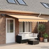 Cumpara ieftin Copertina manuala cu LED solar 4 x 3 m Nisipiu 100% Polyester
