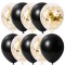 Set 10 baloane latex, confetti aurii, Negru, 30cm, Ropet