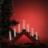 Decoratiune Craciun tip Piramida cu 7 Lumanari LED Albe, Becuri Flacara, Suport Lemn, 40x30 cm, Home Decor