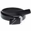 Curea din piele pentru barbati, catarama metalica fara ac, latime 3.5 cm, lungime reglabila, negru - CK239NSS, CK LEATHER