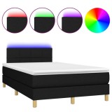 Cumpara ieftin Pat cu arcuri, saltea si LED, negru, 120x190 cm, textil