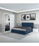 Dormitor Filip Albastru Cu Pat Tapitat Stofa 140x200cm