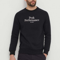 Peak Performance bluza barbati, culoarea negru, cu imprimeu