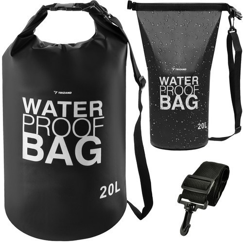Geantă Impermeabilă Negru, Material PVC, Capacitate 20L, Dimensiuni 57 x 37 cm, Include Curea