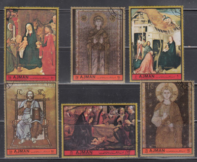 A12 S6 8 - Timbre foarte vechi - Ajman - pictura religioasa foto