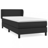 Cumpara ieftin Pat continental cu saltea, negru, 80x200 cm, piele ecologica