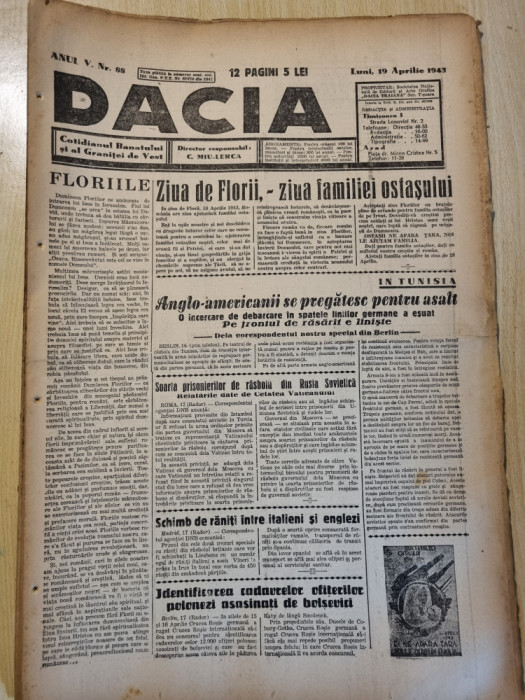 Dacia 19 aprilie 1943-maresalul antonescu la odessa,noua ordine europeana,teius