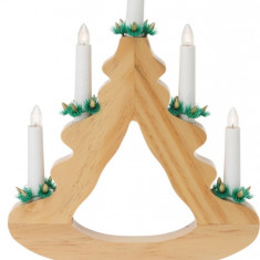 Decoratiune luminoasa Candle Tree, 27.5x6.5x39.5 cm, 5 LED-uri, lemn