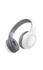 Casti Wireless, Bluetooth 5.2, Over the Ear, Autonomie 14 Ore, Baterie 200 mAh, Microfon, Brate Telescopice Reglabile, Difuzoare 40 mm, Alb foto