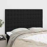 vidaXL Tăblie de pat neagră 144x5x118/128 cm, material textil 3116766